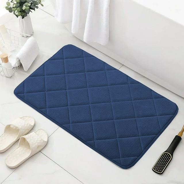 Qaailabf Non-Slip Absorbent Bathroom Mat, Polyester Kitchen Floor Rug, Geometric Pattern, 60x40cm, Coffee/Gray/Khaki/Blue, Easy Clean, Modern Style, 1 Pcs