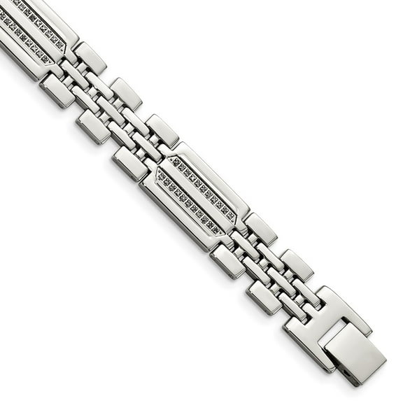 Stainless Steel Bracelet Diamond Link, Other Men's 10 mm 8.75 in Chisel Polished with 1/4 carat Fancy