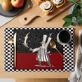 thumbnail image 2 of Red Black Chef Placemats Set of 12, Cartoon Cute Watercolor Cooking Checkered Placemats for Dining Table, Place Mats for Kitchen Tabletop, Waterproof Wipeable Dining Table Mats Set, 2 of 9