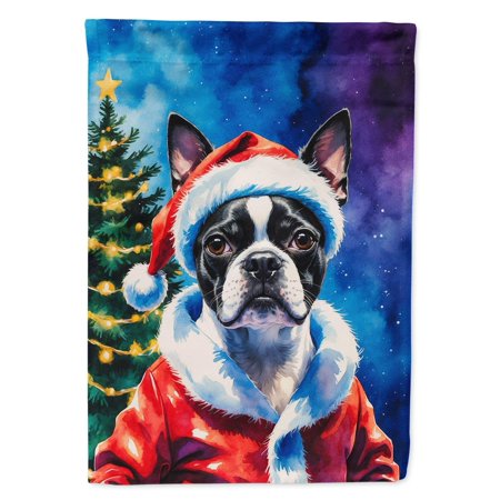 Caroline s Treasures Boston Terrier Christmas House Flag Large Porch Sleeve Pole Decorative Outside Yard Banner Artwork Wall Hanging Polyester House Size Multicolor
