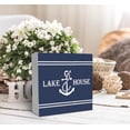 thumbnail image 3 of Zomyto 5"x5" Summer Lake House Anchor with Rope Navy Wood Box Sign Desk Decor,Farmhouse Rustic Wooden Block Box Sign Decoration For Lake House Cabin Country Home Wall Shelf Table Decor, 3 of 6