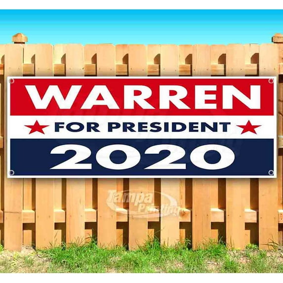 Warren For President 2020 13 oz Vinyl Banner With Metal Grommets