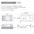 thumbnail image 4 of MEJE 16-inch corner wall hung basin, ceramic white rectangle, includes faucet & drain, right hand, 4 of 5
