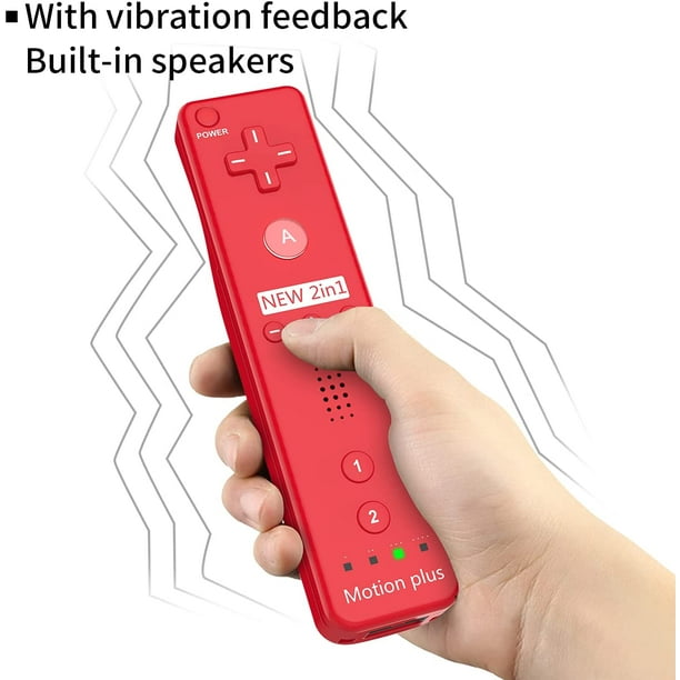 Wii Contrôleur Compatible avec Nintend Wii, Wii U avec Motion Plus, 1 Pack  Wii Télécommande et Nunchuck Contrôleur avec Étui en Silicone et Bracelet  (Rouge) 