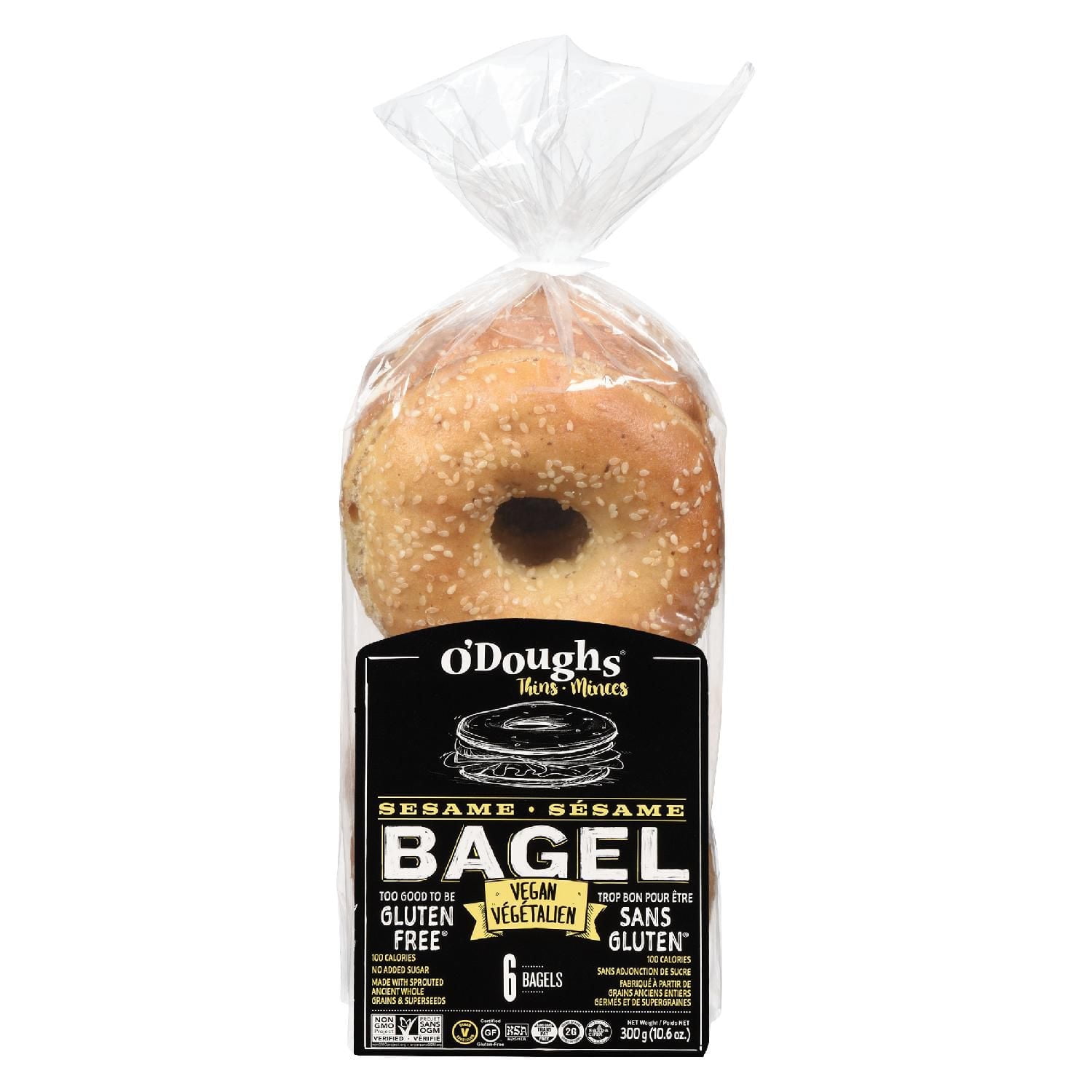O'DOUGHS MINCES BAGEL SÉSAME sans gluten O'DOUGHS BAGEL SÉSAME GF