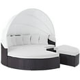 thumbnail image 3 of Lounge Daybed Sofa Bed, White, Rattan, Wicker, Outdoor Patio Balcony Cafe Bistro Garden Hospitality Restaurant, Modern Contemporary HB34968, 3 of 6