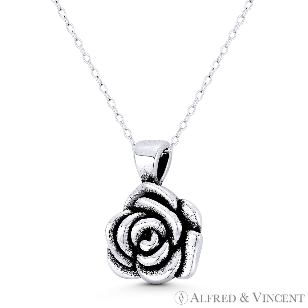 Rose Flower Charm Pendant .925 Sterling Silver USA Made Gardener Jewelry Gift 