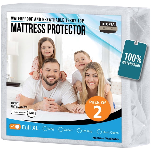 Protector de colchón impermeable Utopia Bedding Full XL, paquete de 2