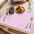 thumbnail image 3 of Pink Grid Placemats Set of 8 Checkered Plaid Gingham Lattice Trellis Print Place Mats Indoor Wipeable Table Mats Washable Cloth Dining Table Placemats for Kitchen Holiday Party Home Decor 13x19 Inch, 3 of 9
