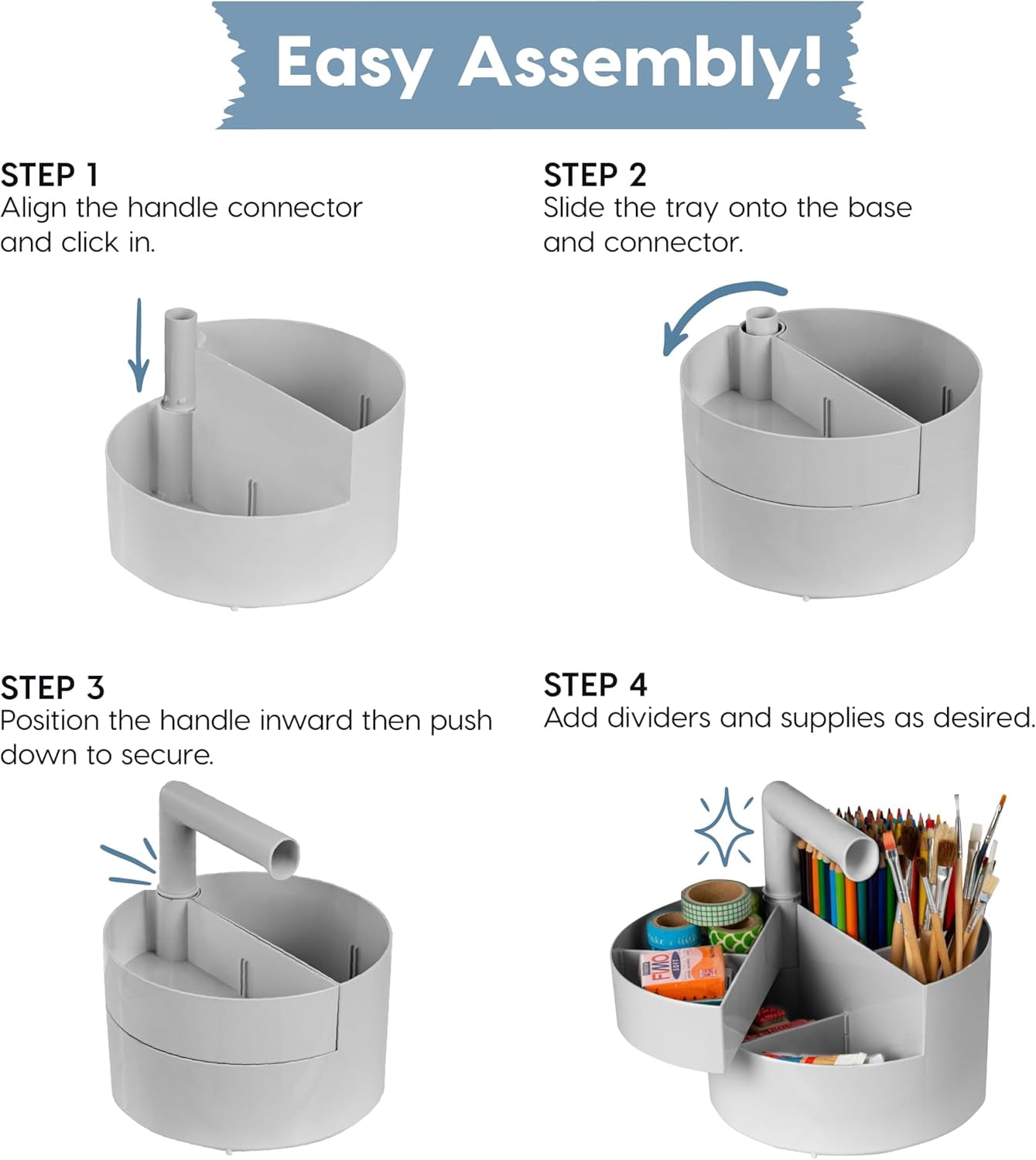IRIS Desk Caddy Organizer with Built-In Handle for Markers, Pens, Arts & Crafts, Gray, 2Pk
