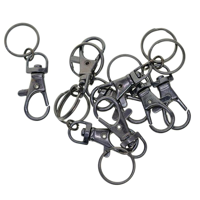 10/20X Swivel Lobster Clasp Clips Hook Alloy Key Ring Split Keychain Durable DIY 