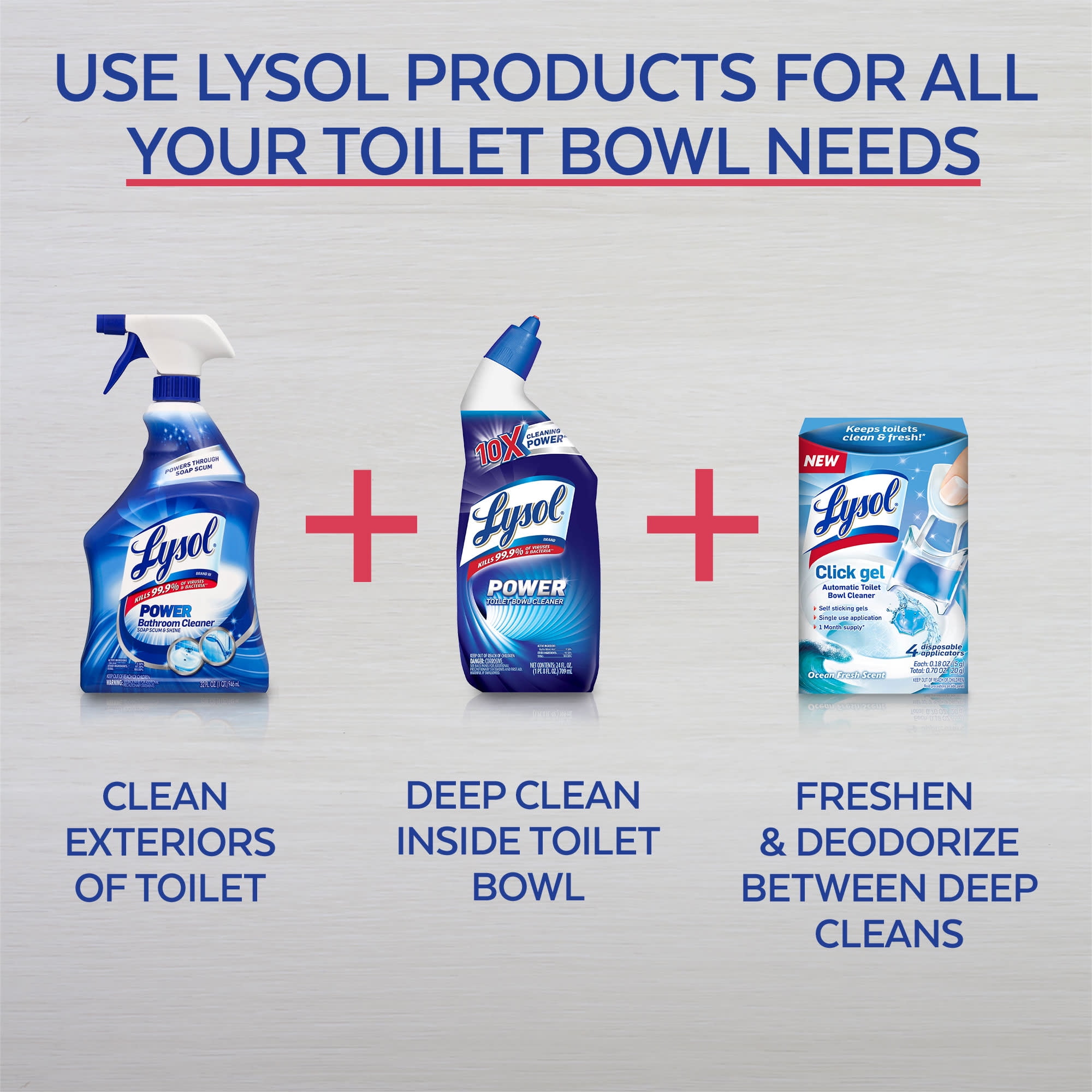 Lysol Automatic Toilet Bowl Cleaner Click Gels, Lemon Breeze, 6 Count