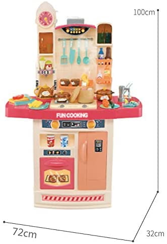 JIMMY'S TOYS kids play kitchen playset with Music, Real Water Sink,  Realistic Sounds, Pots, Pan, Dishes, and Accessories (Cosina para Niños y  Niñas)PINK 