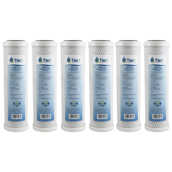 Tier1 5 Micron 10 Inch x 2.5 Inch | 6-Pack Whole House Carbon Block Water Filter Replacement Cartridge | Compatible with Pentek EP-10, 42-34373, 155531-43, CB-25-1005, MAXETW-975, Home Water Filter