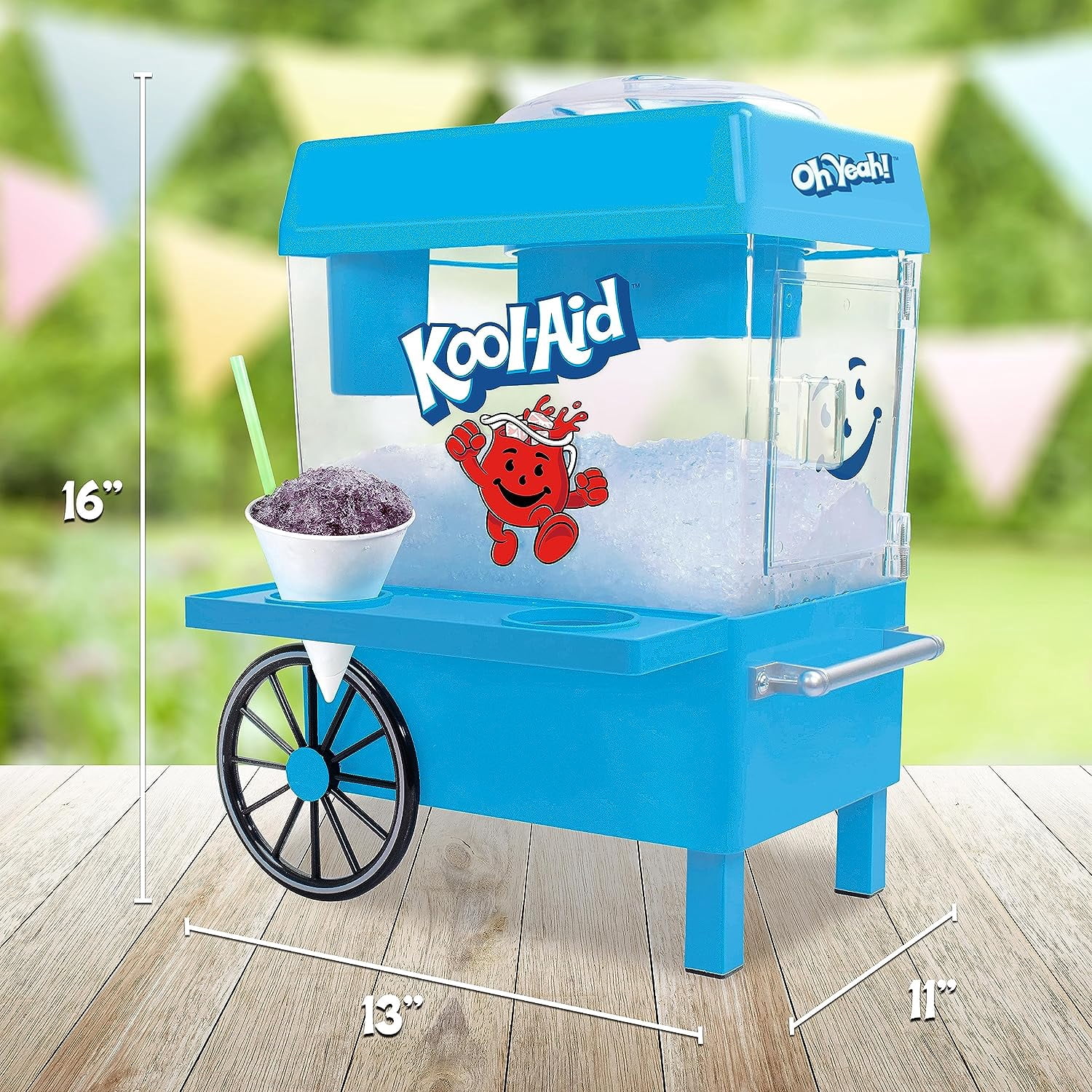 Kool-Aid Tabletop Snow Cone Maker, Shaved Ice Machine and Snow Cone Maker with 2 Ice Molds, Blue