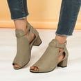 thumbnail image 5 of Woobling Womens Dress Heels Casual Ankle Strap Peep Toe Pumps Shoes Gray Size 11, 5 of 6