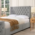 thumbnail image 3 of Geneva Curved Wing Upholstered Platform Bed Frame Queen Opal Grey Velvet, 3 of 6