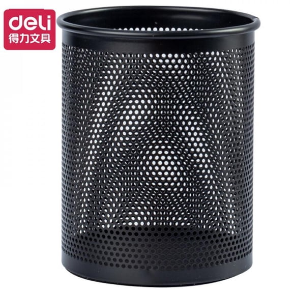 Sonbest Deli Dense Metal Mesh Round Pen Holder Creative Desktop Storage Box Office Supplies Black E909 Black