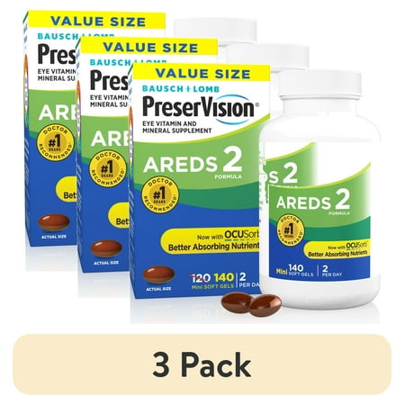 (3 pack) PreserVision AREDS 2 Eye Vitamins and Mineral with Lutein and Zeaxanthin with Ocusorb Softgels, 140 Count