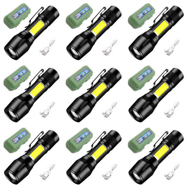Linterna LED XPE+COB USB Recargable IPX4 3 Modos Antorcha Emergencia