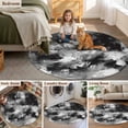 thumbnail image 5 of Abstract Black Grey Round Area Rug 4Ft Washable Circle Rugs for Bedroom Dining Room, Vintage Shabby Geometric Textured Non-Slip Carpet Floor Mats Indoor Outdoor Carpet Runner Aesthetic Home Decor, 5 of 8