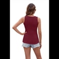 thumbnail image 3 of Chaleco Ajustado Acanalado con Cuello Redondo para Mujer, Color Vino Tinto, Talla L, 3 of 10