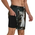 thumbnail image 3 of Haiem Dog Wrapped in Towel 1 Mens Swim Trunks with Compression Liner 2 in 1 Swimming Shorts Stretch Swimwear Quick Dry,Board Shorts-3X-Large, 3 of 9