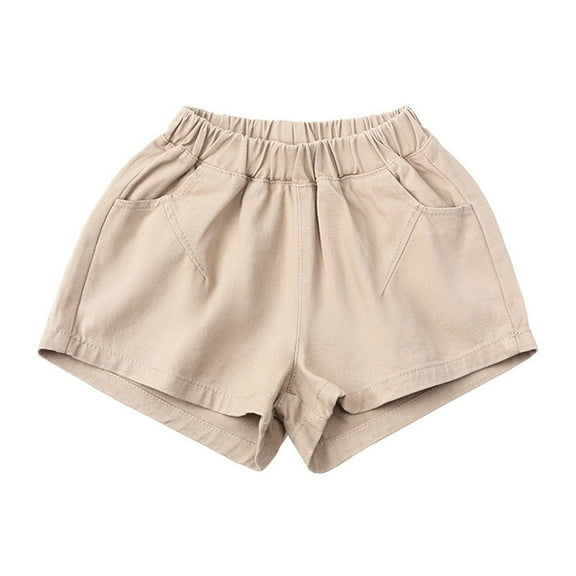JAKANYQ Toddler Kids Baby Boys Girls Jogger Shorts Summer Cotton Casual Solid Color Shorts Active With Pockets Khaki 6-12 Months
