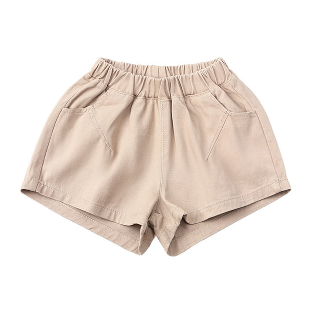 Cathalem Boys' Knit Short Athletic Shorts Cotton Soild Color Printing with Drawstring,Khaki 110