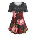 thumbnail image 1 of Camiseta Lunares Diseño Impreso Floral Tamaño Grande Rosegal Camisetas tallas grandes, 1 of 5