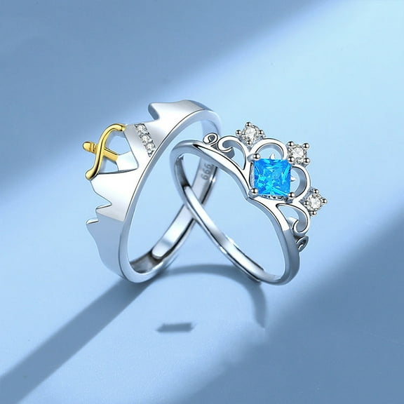 Couple Rings for Him and Her Adjustable Zircon Rings Matching Set Promise Rings Korean Rings for Couples Princess and