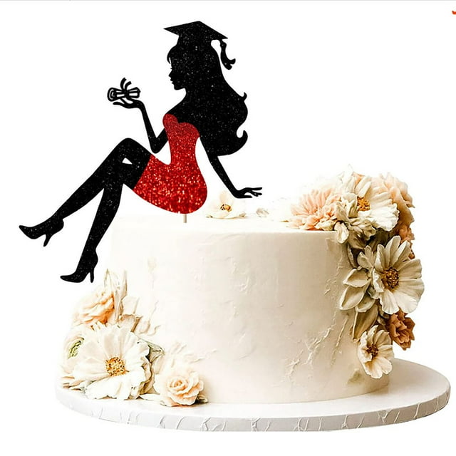 High Heel Girl Graduation Cake Topper With Glitter Grad Cap Diploma 2023 Graduation Cake Pick 2023 Senior Graduation Cake Decorations For 2023 Girl Graduation Theme Party Supplies