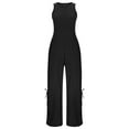 thumbnail image 6 of Uaswgudfs Womens One Piece Jumpsuits Sleeveless Wide Leg Jumpsuit Dressy Loose Overalls Vacation Outfits Black 2XL, 6 of 9