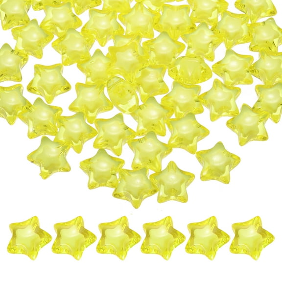 Uxcell 50pcs Acrylic Star Beads, 18mm Star-Shaped Pony Loose Spacer Beads for Bracelets Jewelry Making DIY Crafts, Yellow