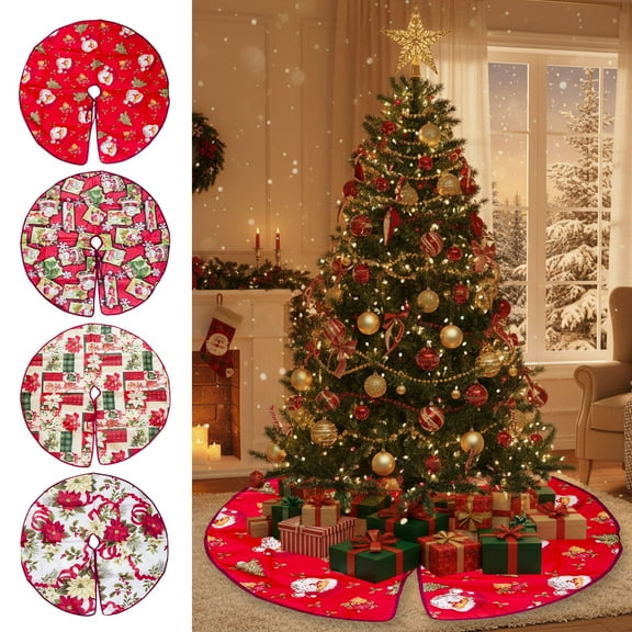 Christmas Decoration Christmas Tree Skirt Classic Elementals Large Christmas Decor Mat Christmas Tree Bottom Decoration for Holiday Party Indoor Outdoor Decor Christmas Gift 23.62x23.62 inch