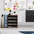 thumbnail image 5 of Wood Desk Organizer File Holder, Wooden Mail Organizer Countertop with Adjustable Compartments, Desktop File Organizer Paper Sorter for Home, Office and School, Envelope Organizer, Brown, 5 of 7