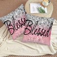 thumbnail image 6 of Black Blessed Throw Pillow Covers Set of 2 18X18 Silver Pink Dot Highlights Decorative Pillows with Zipper for Couch Home Decor Living Room, 6 of 6