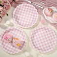thumbnail image 2 of 30 Pcs Light Pink Gingham Plates, 9 Inch Scalloped Plaid Camping Dessert Dinner Party Plates Pink and White Gingham Party Supplies for Girls Baby Shower, Wedding, Birthday, 2 of 12
