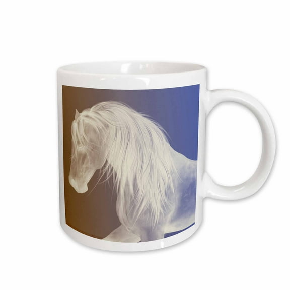 3drose, Beautiful White Horse Face with Purple Gradient, 15oz Mug