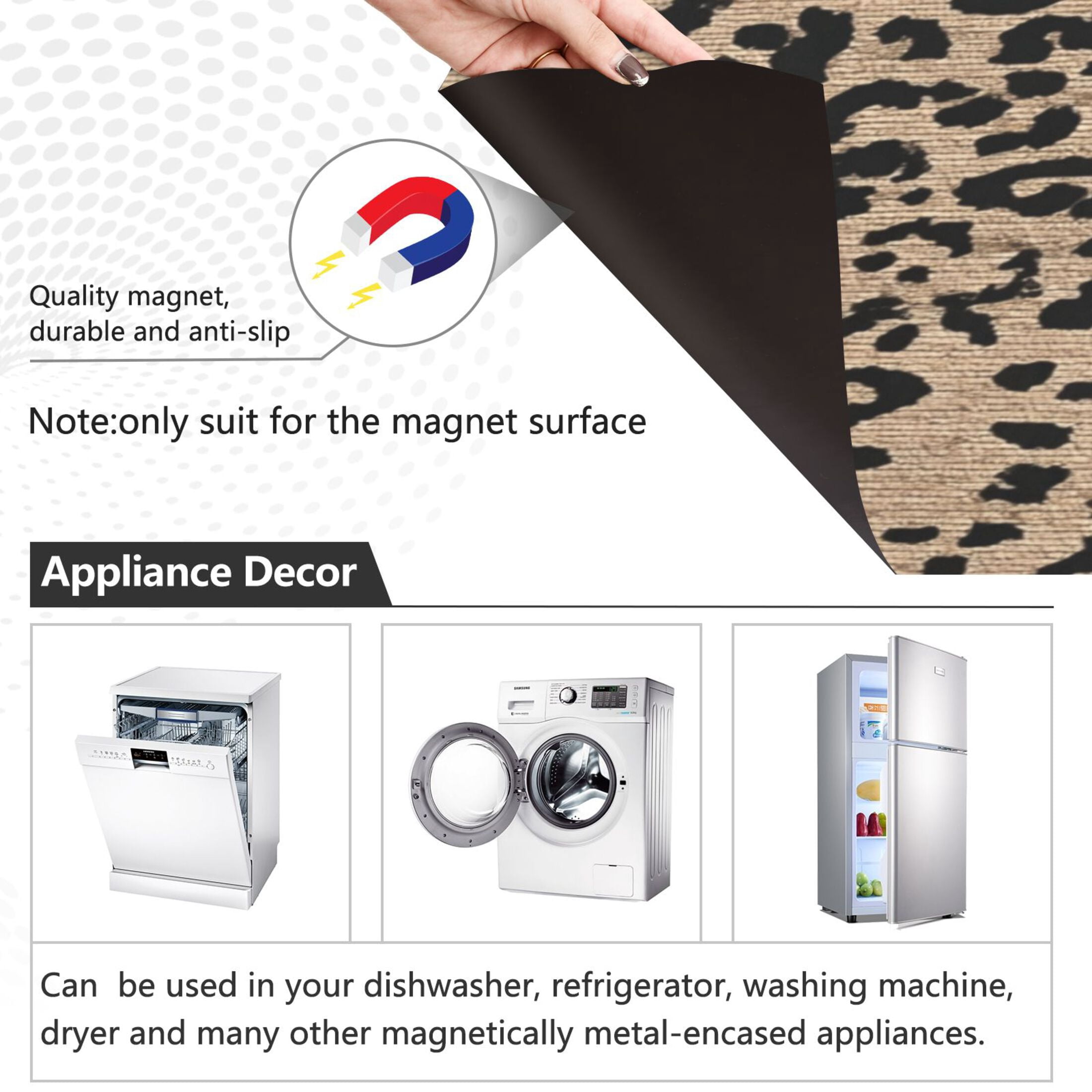 IAUYY Magnetic decorative sticker - 23x26 Inch PVC Refrigerator Decorative Cover, Removable DIY Art for Kitchen Appliances Light Brown