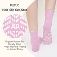 thumbnail image 6 of Grip Socks for Women, PUTUO Non Slip Pilates Yoga Socks with Cute Polka Dot Ruffle Cuff, Crew Length for Barre Dance and Studio Workout, 3 Pairs, 6 of 7