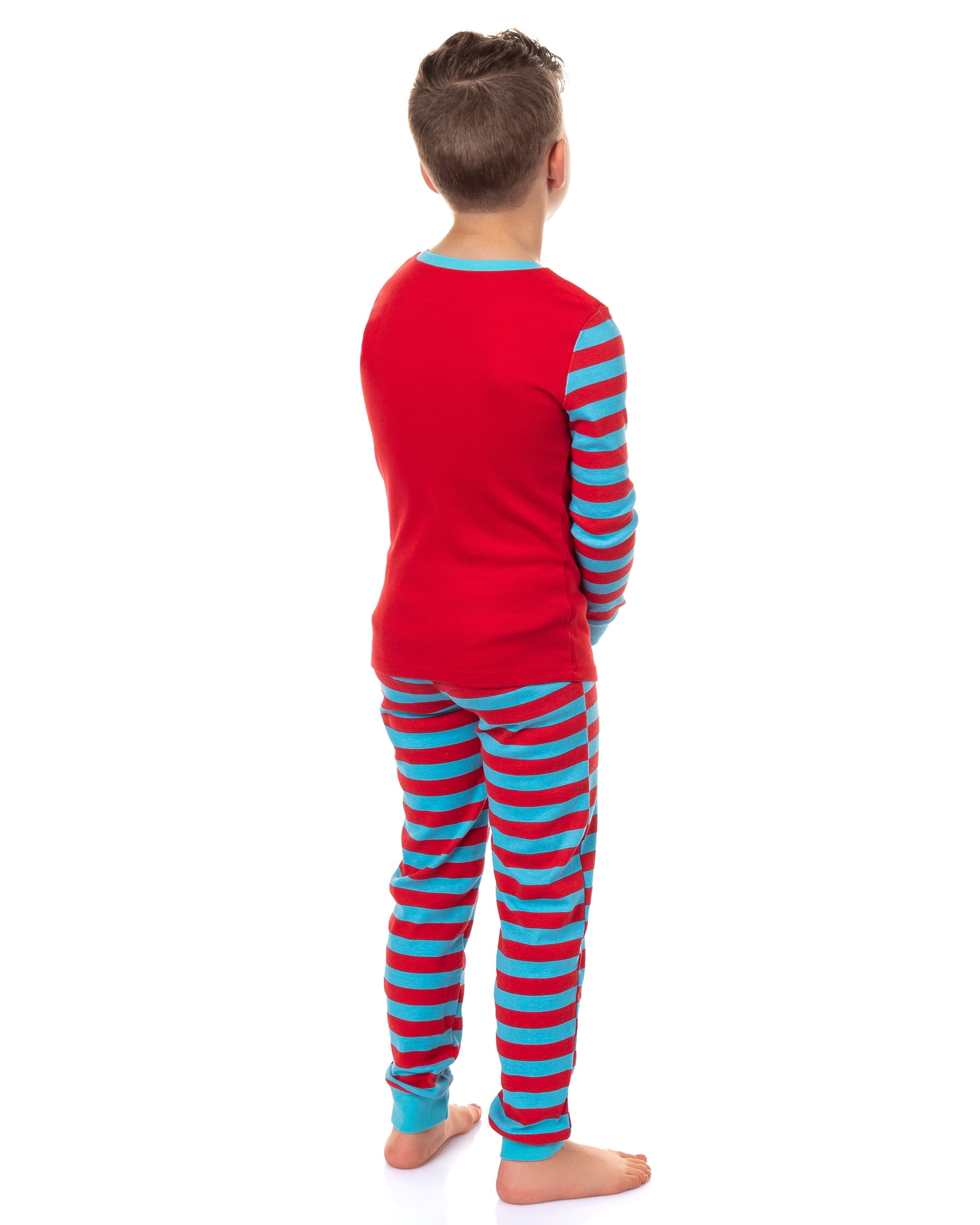 Dr. Seuss Thing 1 and Thing 2 Character Emblem Matching Family 2-Piece Tight Fit Pajama Set