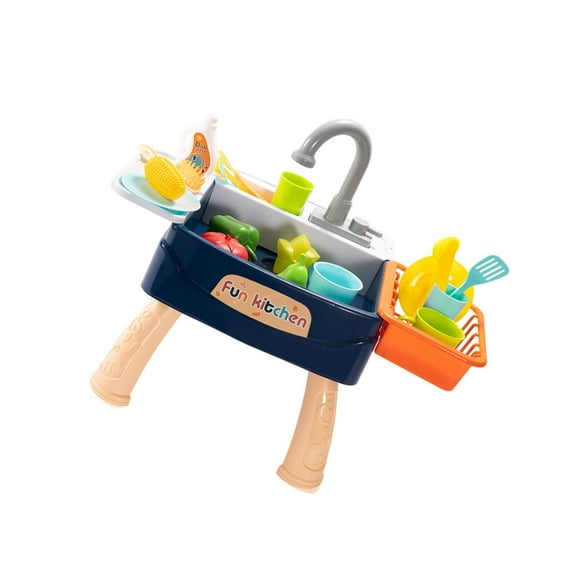 Kids Sink Dishwashing Set Toy Simulated Kitchen Toy Set Montessori Toy Blue
