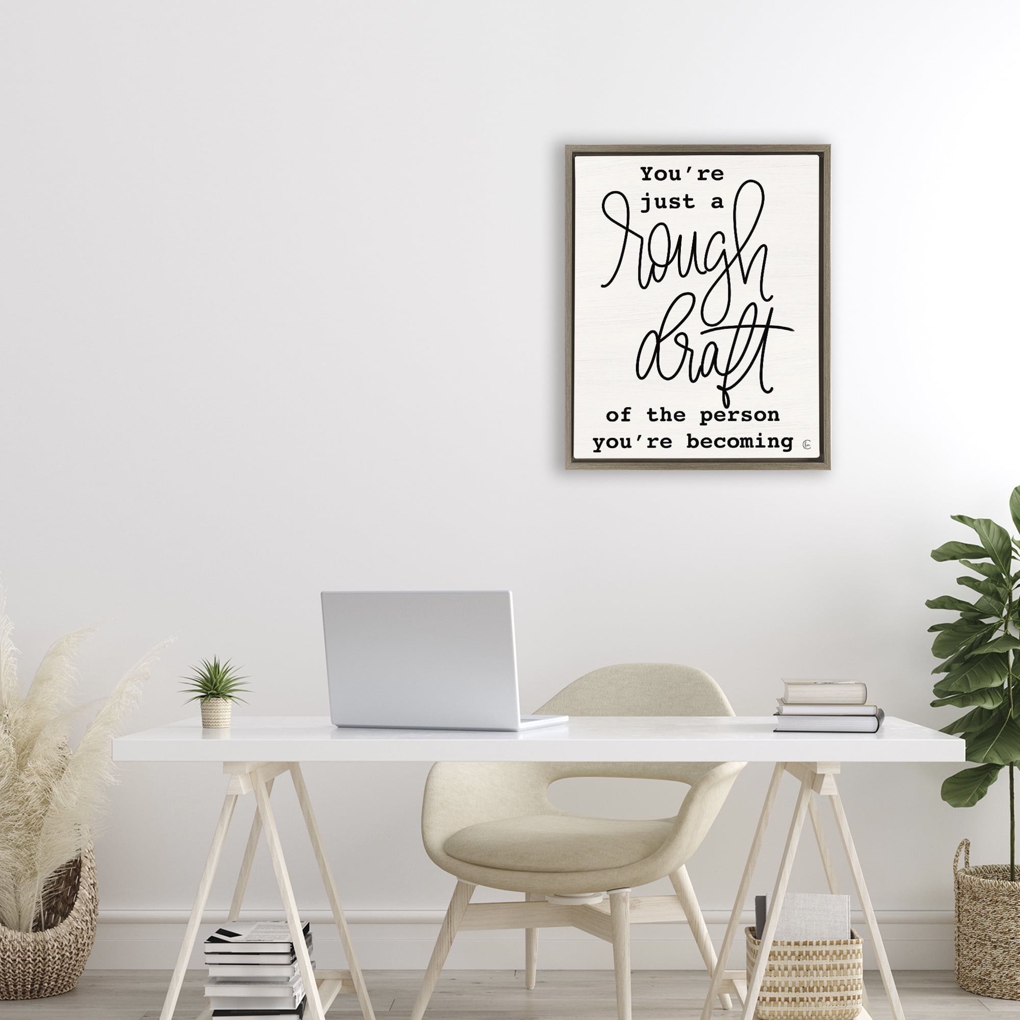 Stupell Industries Rough Draft Of Person Brown Framed Floater Canvas Wall Art, design by Fearfully Made Creations
