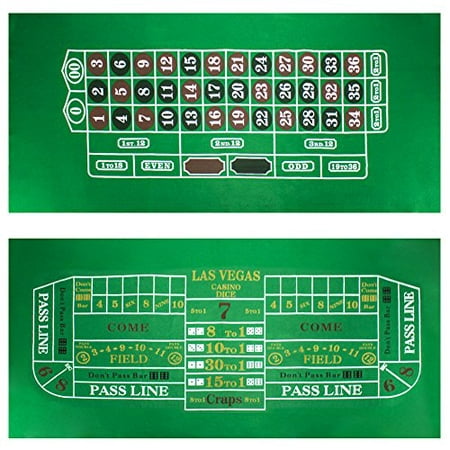 Brybelly Roulette & Craps Green Casino Gaming Table Felt Layout, 36