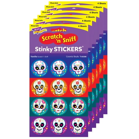 UPC: 0194629034192 | TREND Colorful Skulls/Vanilla Stinky Stickers 48 Per Pack 6 Packs