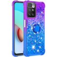 thumbnail image 3 of Case for Xiaomi Redmi 10 with Magnetic Ring Kickstand, Gradient Quicksand Glitter Flowing Liquid Floating Women Girls Cute Phone Case Clear TPU Cover for Xiaomi Redmi 10 JB Purple Navy, 3 of 14