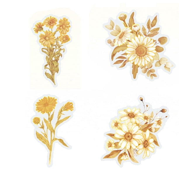 20Pcs Daisy Sticker Decorative Self Adhesive Beautiful Warm Yellow Daisy Flower Stickers for Water Bottle Scrapbook Laptop
