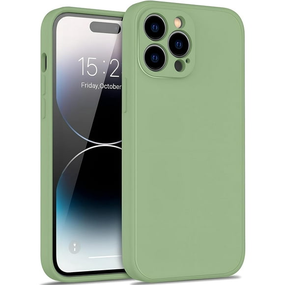 Étui de Protection en Silicone Mince pour iPhone 15 PRO MAX, Étui Pare-Chocs en Silicone Souple Antichoc Anti-Rayures-Vert