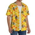 thumbnail image 4 of KLL Honeycombs Print Men's Shirt Short Sleeve Button Down Summer Cuba Beach Shirts- 4X-Large, 4 of 7